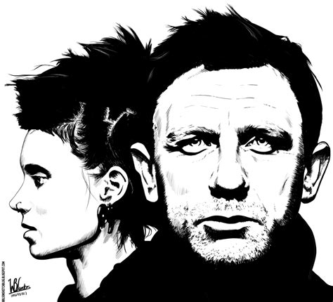 The Girl With The Dragon Tattoo Ink Drawing