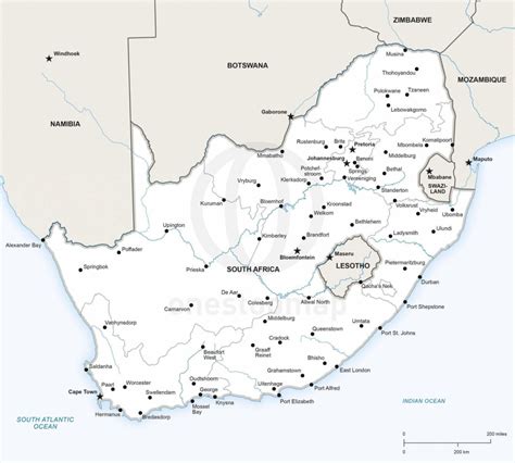 🇿🇦 Vector Map Of South Africa Political One Stop Map