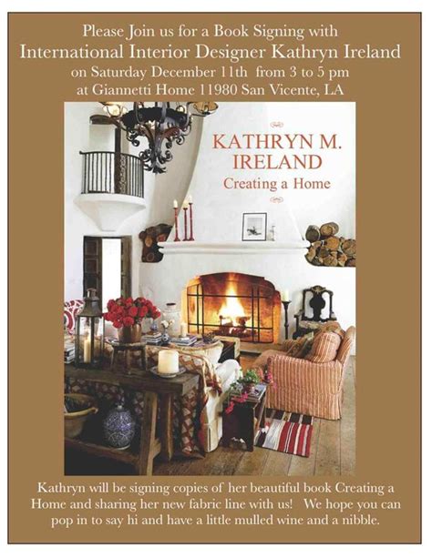 Kathryn Ireland Book Signing At Giannetti Home Velvet And Linen