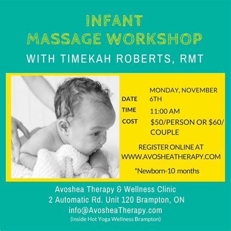 Infant Massage Flyer Avoshea Therapy And Wellness Clinic