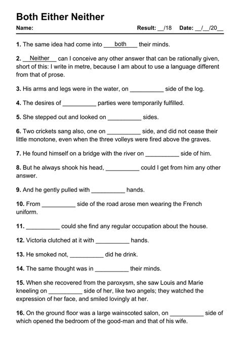93 Printable Both Either Neither Pdf Worksheets With Answers Grammarism