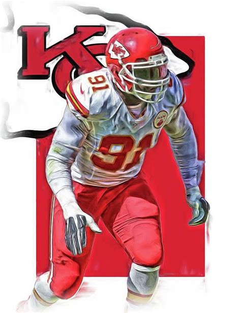 Tamba Hali Kansas City Chiefs Oil Art By Joe Hamilton Kansas City