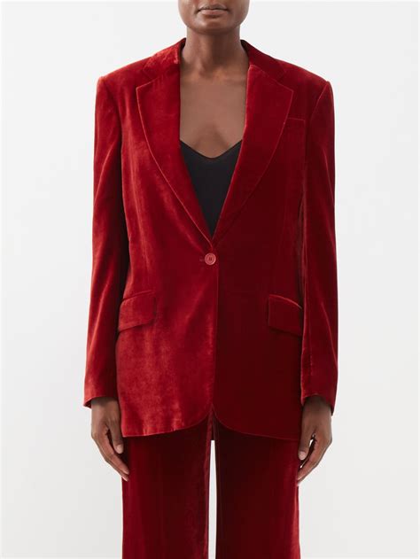 Red Single Breasted Velvet Suit Jacket Stella Mccartney
