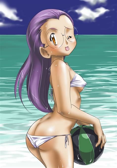 Hikawadou Inoue Miyako Digimon Highres Girl Ass Back Ball