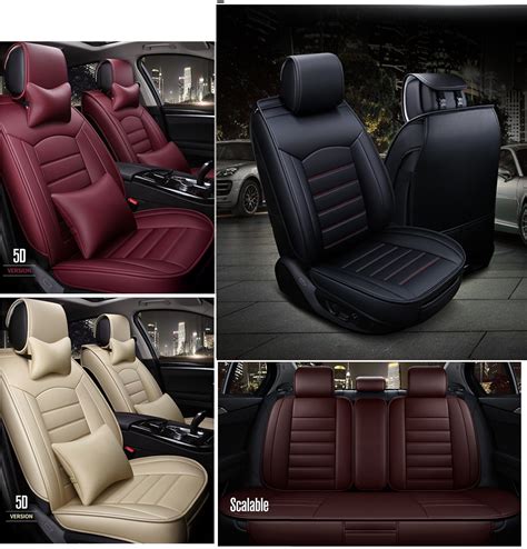 Universal Car Seat Cover Full Set 5seats Pu Leather Luxury Frontandrear