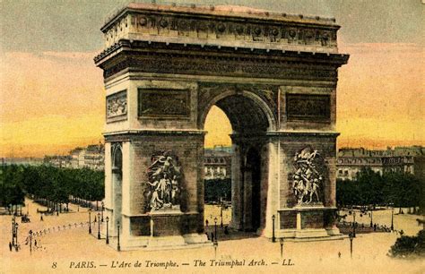Vintage Travel Postcard Paris Arc De Triomphe The Graphics Fairy