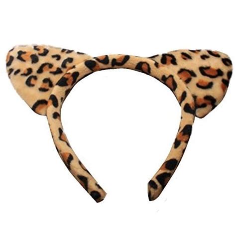 Leopard Print Soft Padded Fur Cat Ears Alice Hair Band Headband Fancy