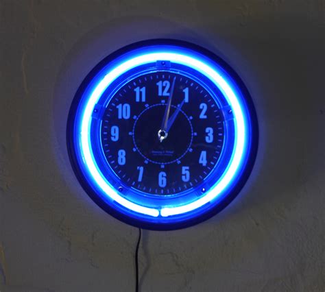 Blue Neon Wall Clock Current