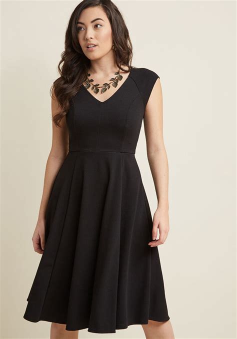 Date Night Done Right A Line Dress In Black Modcloth