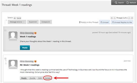 Delete Threads And Editdelete Replies Elearning University Of