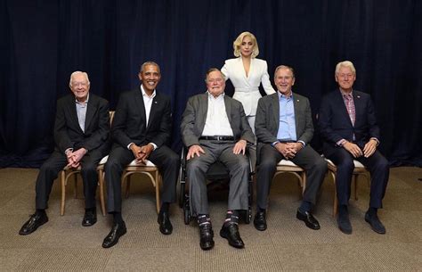 Lady Gaga Poses With All 5 Living Ex Presidents At Hurricane Relief