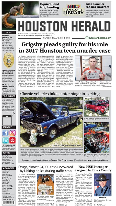 The front page of the Houston Herald on July 12, 2018. | Texas county
