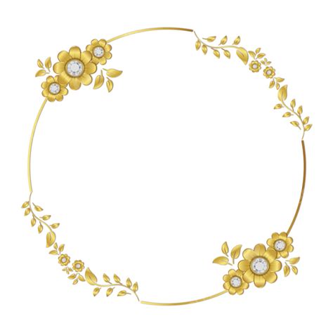 Gambar Lingkaran Bingkai Emas Perbatasan Bingkai Bunga Emas Dan Berlian Keemasan Bunga Emas