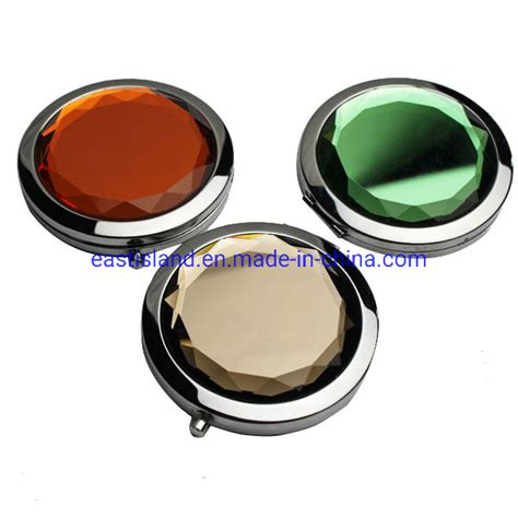 Promotional Crystal Mirrorfoldable Round Compact Mirrorsmall Metal Makeup Pocket Mirror