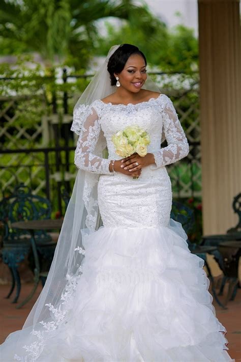 Good Design African Bride Dresses 2017 Vintage Long Sleeves Mermaid Sexy Ruffles Organza Bridal
