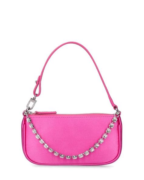 By Far Mini Rachel Satin Crystal Shoulder Bag In Pink Lyst