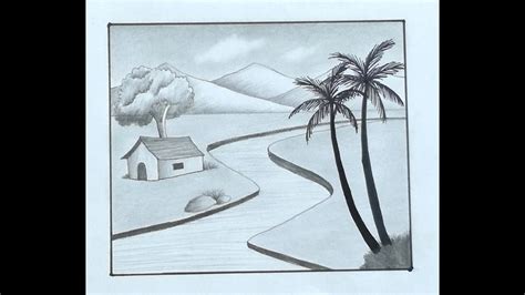 How To Draw An Easy Scenery Pencil Shading For Beginners Step By Step Nature Drawing Pencil