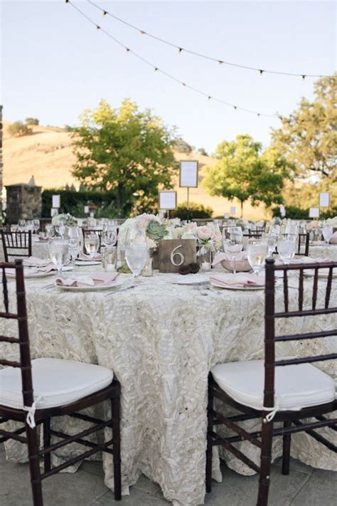 Lace Tablecloths For Wedding Receptions Textural Lace Linens For Outdoor Reception Wedding