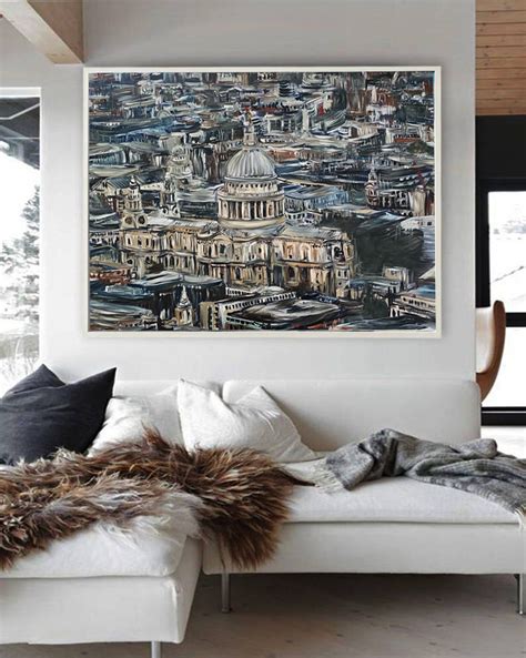 London Skyline Print On Canvas Framed In White Marie Claire Fine Art