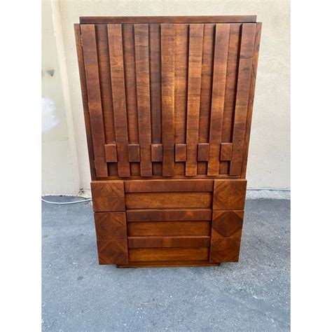 Mcm Brutalist Mens Armoire By Lane Furniture Chairish