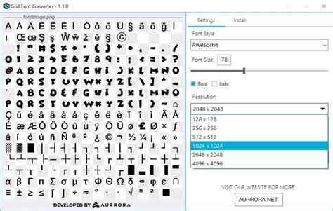 Aurrora Grid Minecraft Font Converter