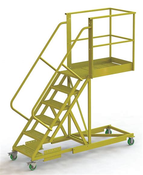 Tri Arc Supported 6 Step Cantilever Rolling Ladder Perforated Step