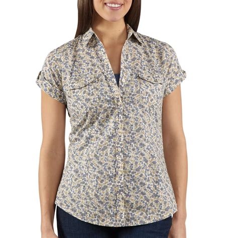 Carhartt Womens Short Sleeve Printed Camp Shirt Ws036