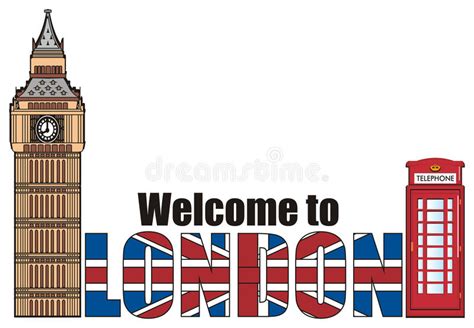 Black And Stripped Word Welcome To London Stock Illustration