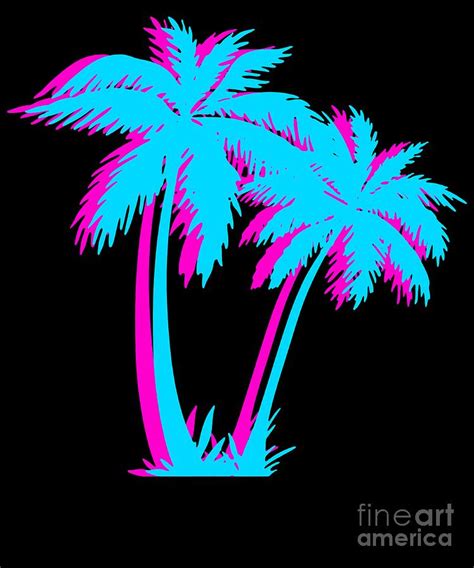 Beach Vaporwave Palm Tree T Aesthetic Tropical Palm Blue Pink My