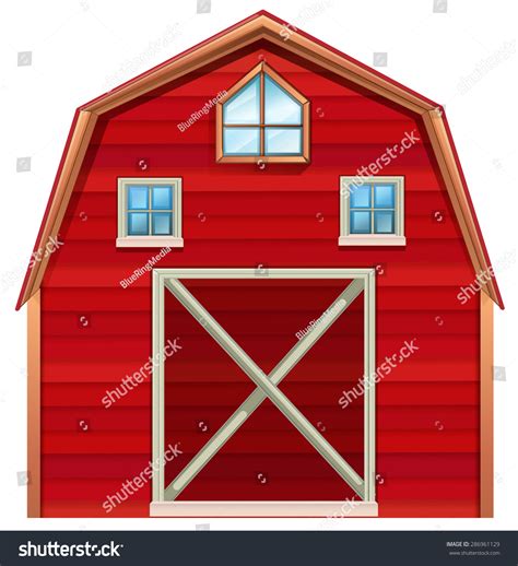 Red Wooden Barn On A White Background Stock Vector Illustration