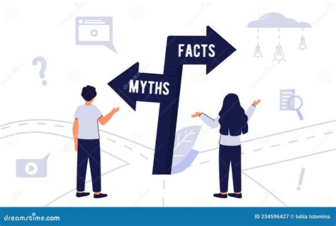 Myths And Facts Information Accuracy In Flat Tiny Persons Concept Stock