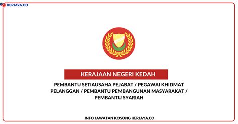 Berikut adalah info tentang syarat lantikan pembantu setiausaha pejabat n19 dan jadual gaji jawatan ini Jawatan Kosong Terkini Kerajaan Negeri Kedah ~ Pembantu ...