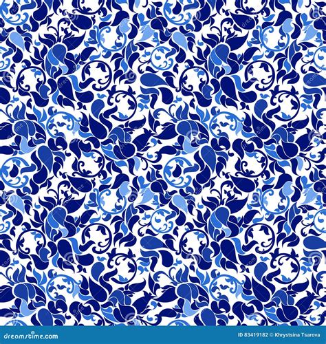 Chinese Traditional Floral Texture Blue And White Seamless Pattern