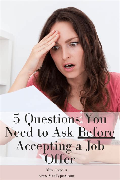 5 Questions You Need To Ask Before Accepting A Job Offer Mrs Type A In 2023 Job Interview