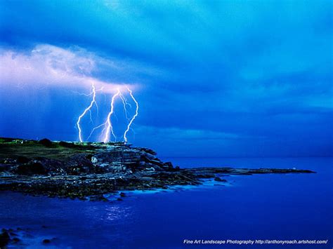 Hd Wallpaper Lightning Over The Sea Ocean Forces Of Nature Clouds