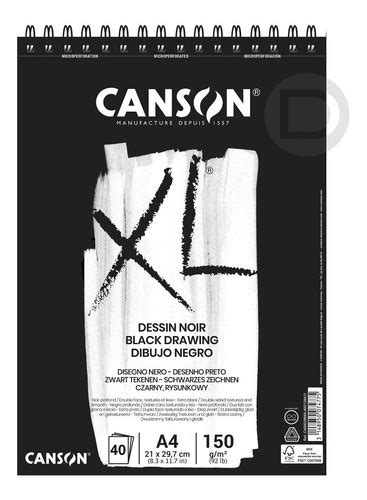 Bloco De Papel Preto Canson Xl Dessin Noir 150g A4 40fls