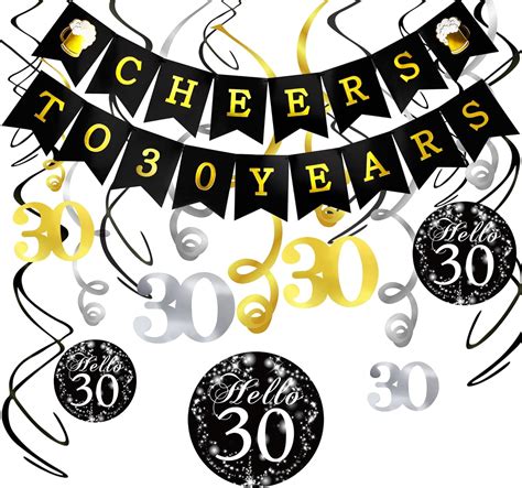 30th Birthday Decorations Kit Konsait Cheers To 30 Years Banner