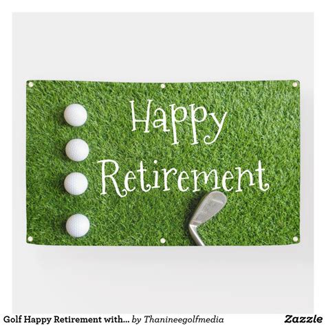 Golf Happy Retirement With Golf Balls On Green Banner In 2020 Happy