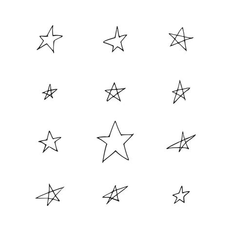 Set Of Hand Drawn Stars On White Background Vector Collection Of
