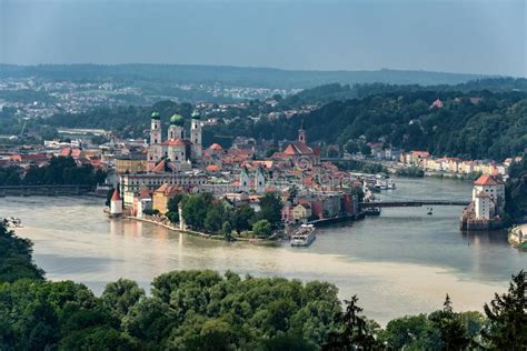 Passau Panoramamic View Of The Three Rivers City Stock Image Image Of
