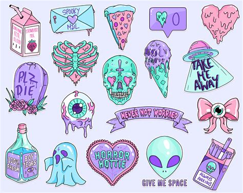 18 Pastel Goth Elements Pastel Goth Clipart Pack Etsy
