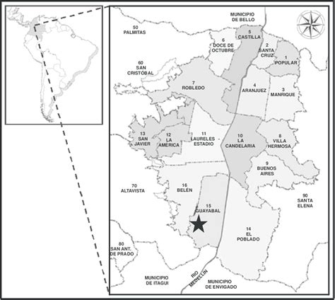 Mapa De Medellín Que Muestra Las 16 Comunas Y Tres Corregimientos De