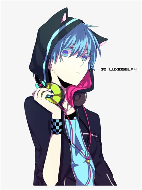 Cute Hoodie Anime Boy With Headphones Naku Wallpaper