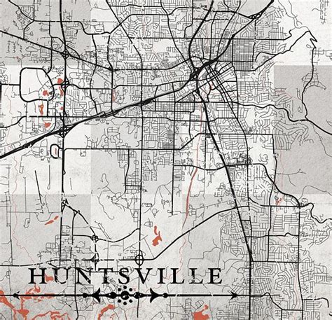 Huntsville Al Canvas Print Al Alabama Vintage Map Huntsville Modern Map