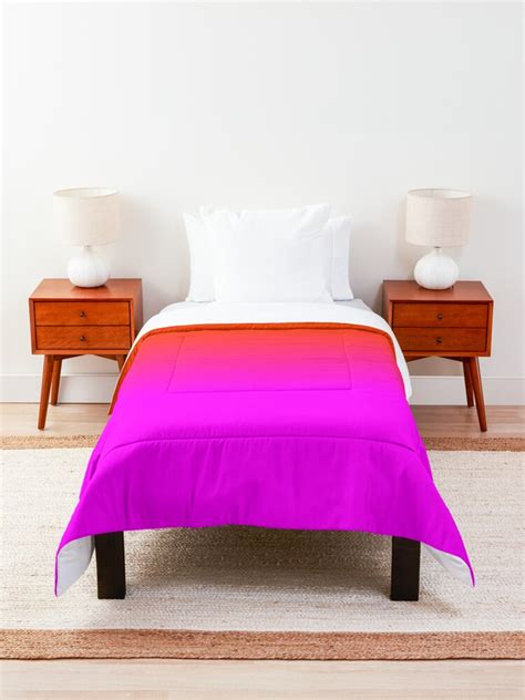 Neon Orange And Hot Pink Ombre Shade Color Fade Comforter By Podartist