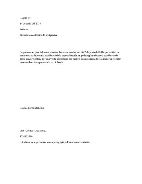 Carta De Excusa Laboral Para Universidad Sample Site V