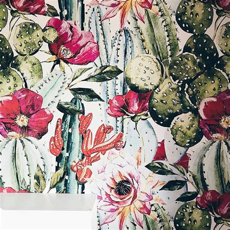 Colorful Cacti Removable Wallpaper Design Easy To Put On Printed On
