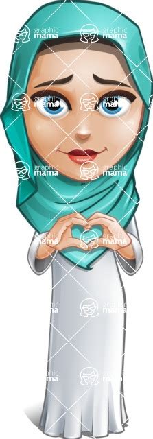 Cute Muslim Girl Cartoon Vector Character Aka Aida The Graceful Show Love Graphicmama