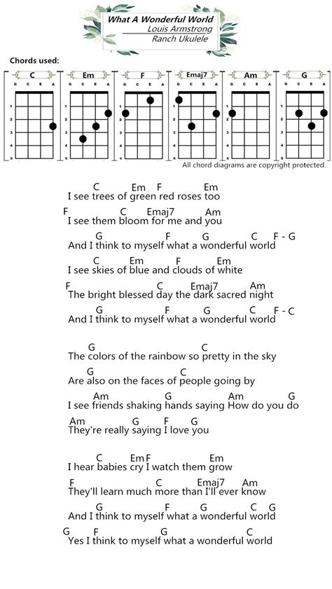 Ukulele tabs, tips, chords and news online. Ukulele Chords - What A Wonderful World - Louis Armstrong ...
