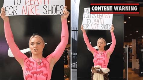 Topless Vegan Activist Tash Peterson Films Stunt At Nike Store News Com Au Australias